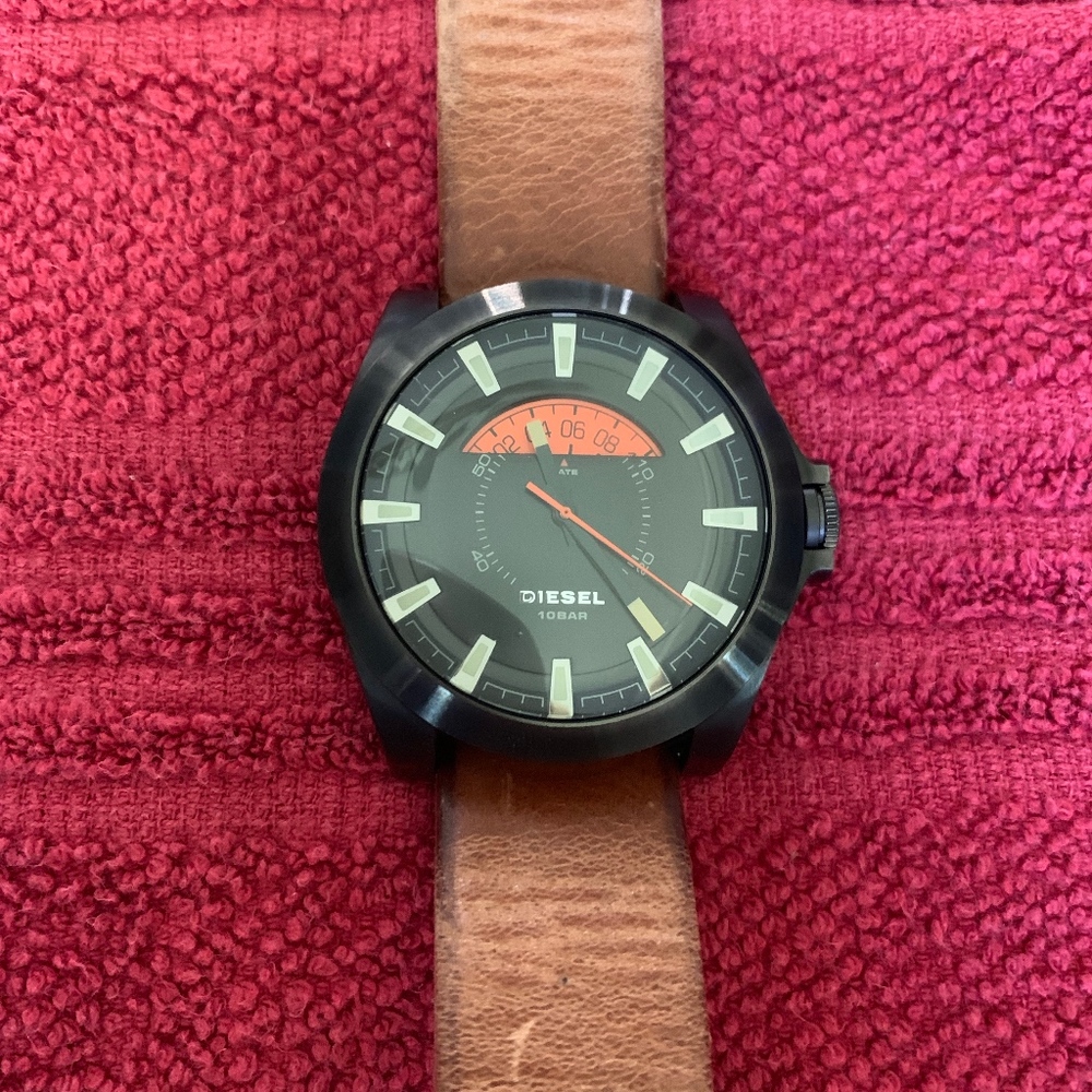 Black Dial Brown Leather Men's Watch